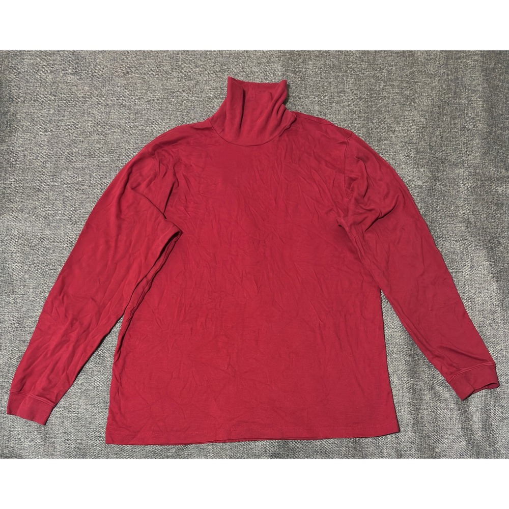 Eddie Bauer Mens Tall XL Turtleneck Red Long Sleeve Cotton Shirt